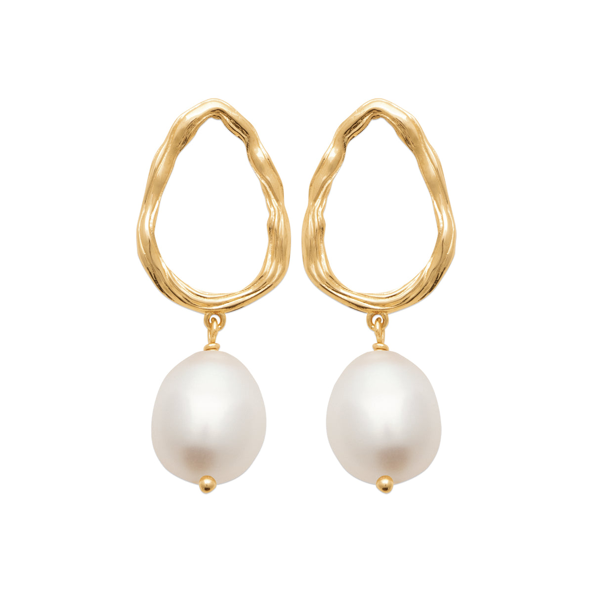 18K Gold-Plated Cultured Pearl Earrings 