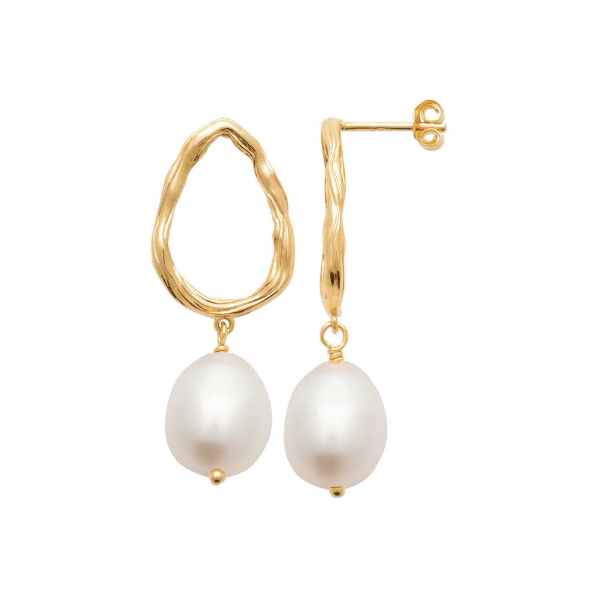 Pearl Earrings, Gold Plated