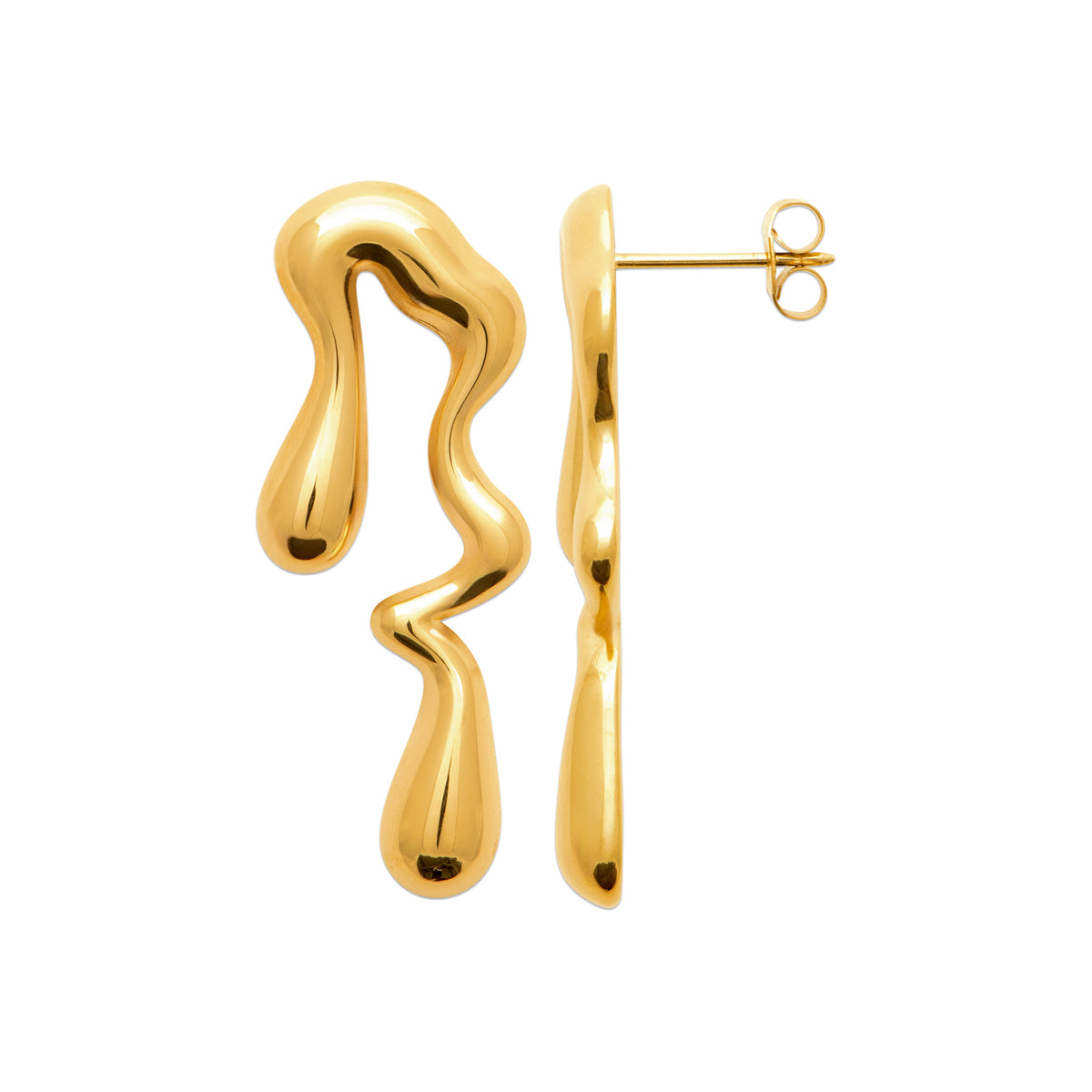 Wave Drop Earrings, Steel