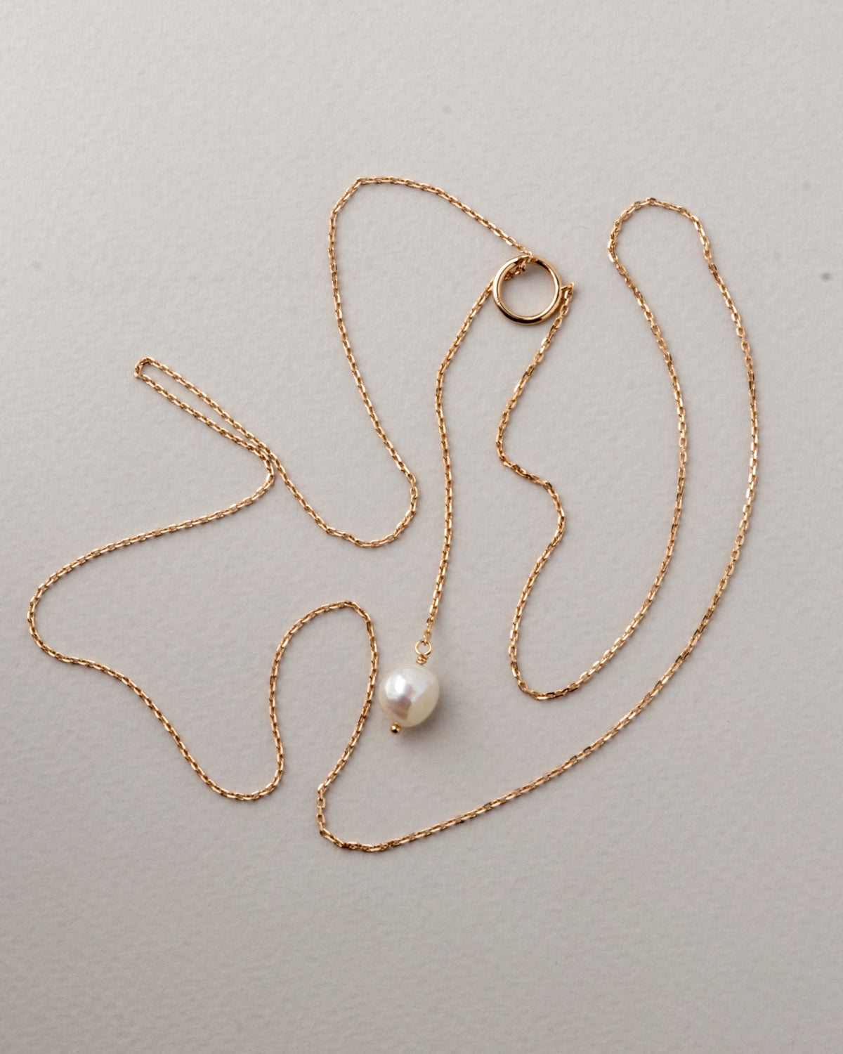 Linear Necklace with Cultured Pearl, Gold Plated