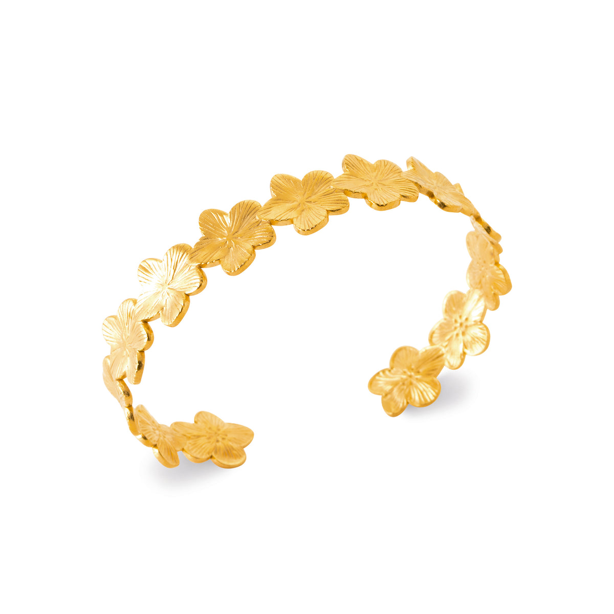 HNKO Gold-Tone Steel Flower Cuff Bracelet