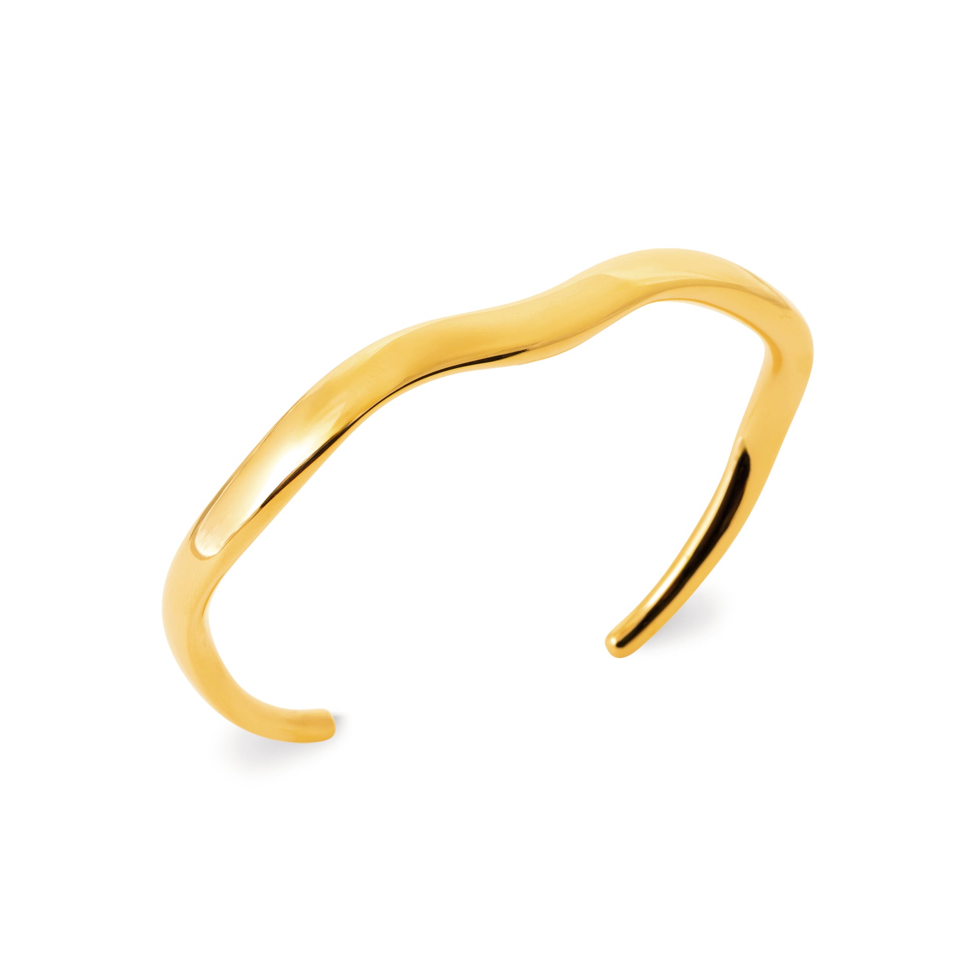 Gold-Tone Steel Organic Wave Cuff Bracelet