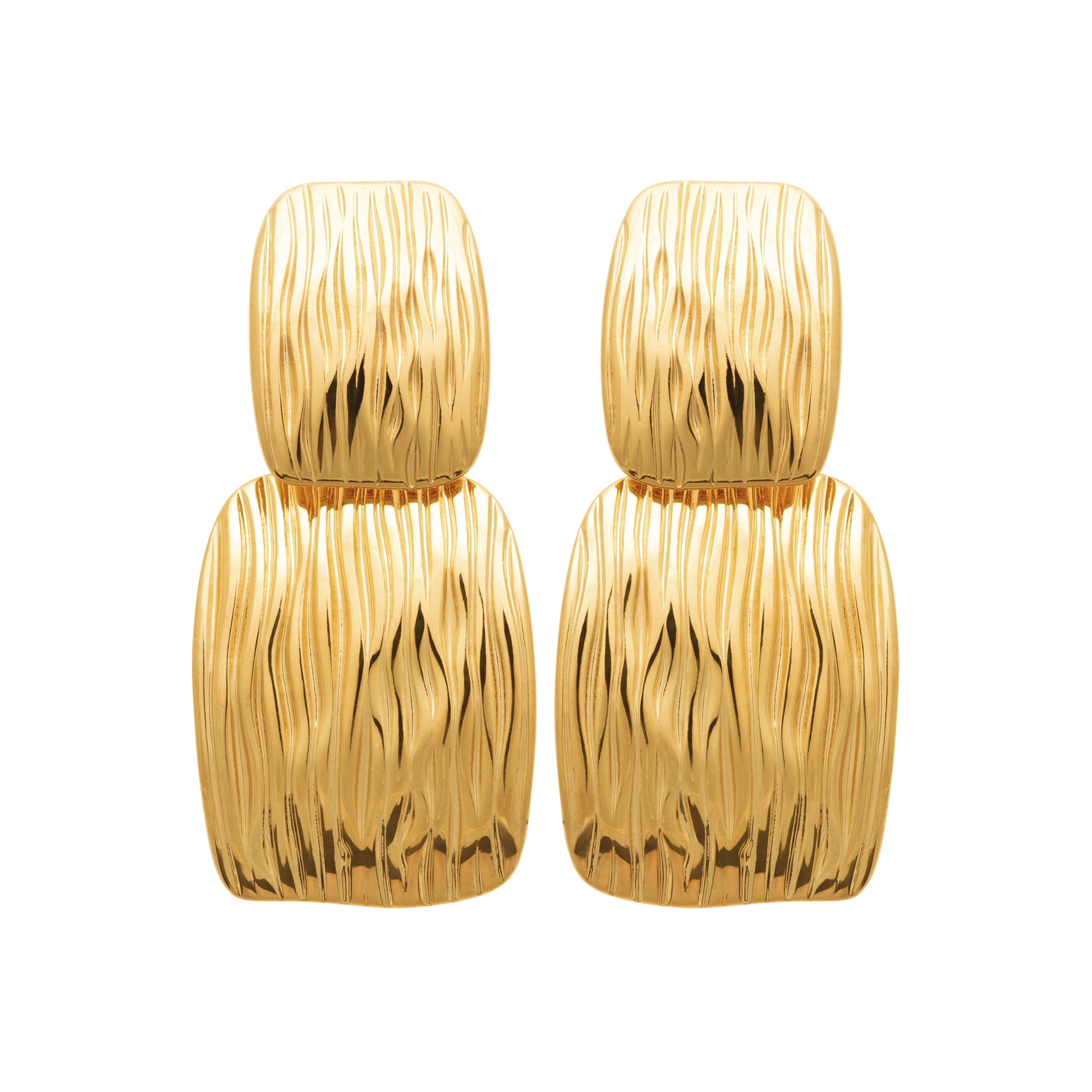 Gold-Tone Steel Textured Drop Earrings