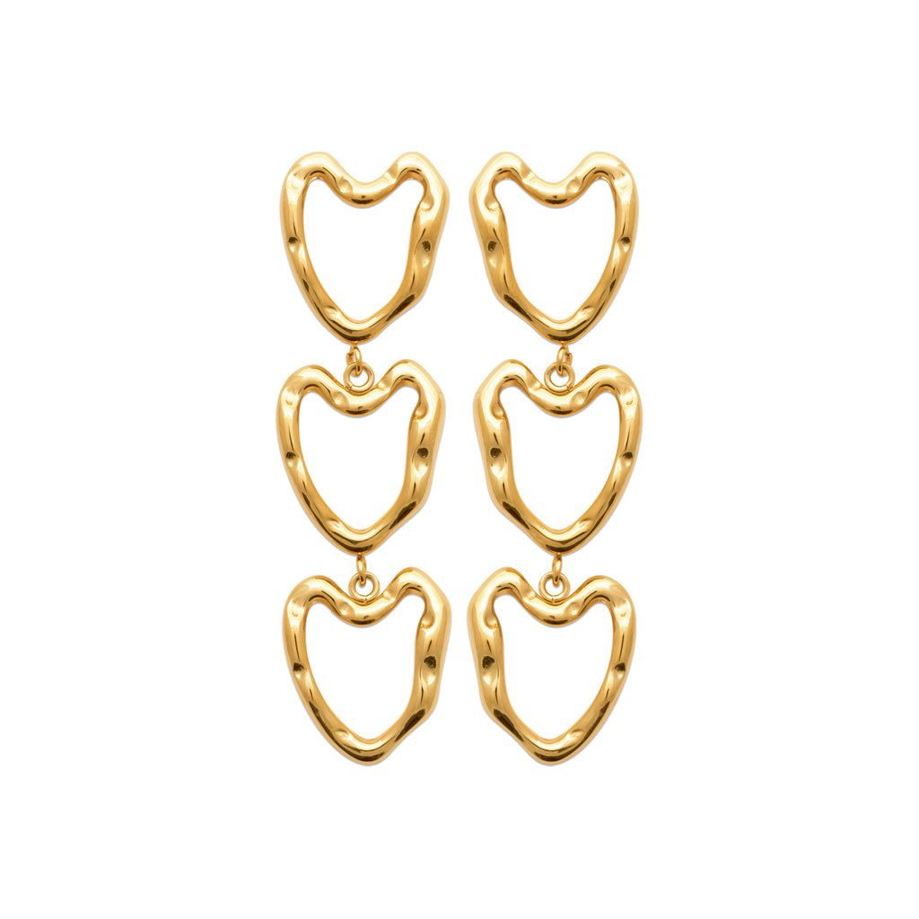 Gold-Tone Steel Heart Drop Earrings