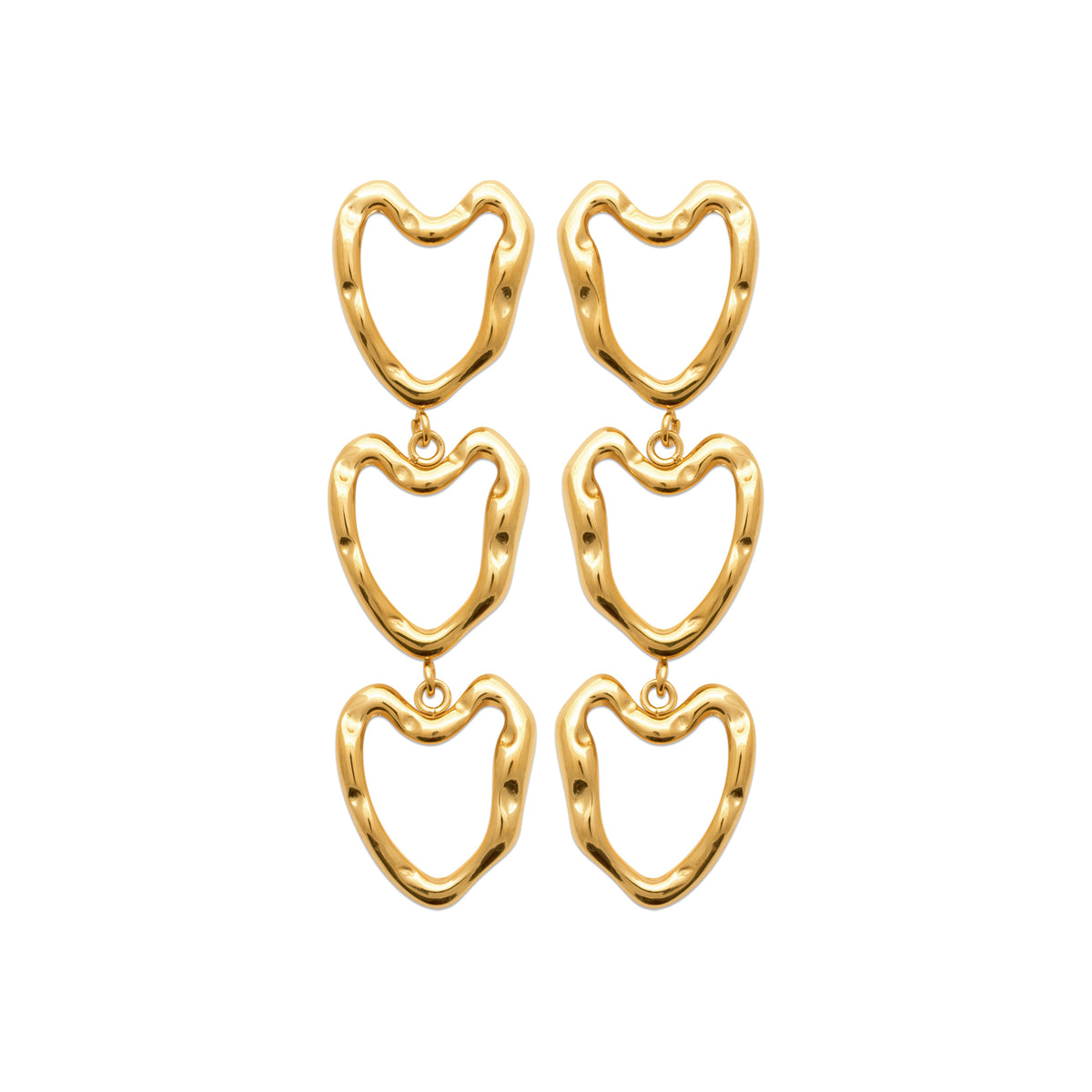 Gold-Tone Steel Heart Drop Earrings