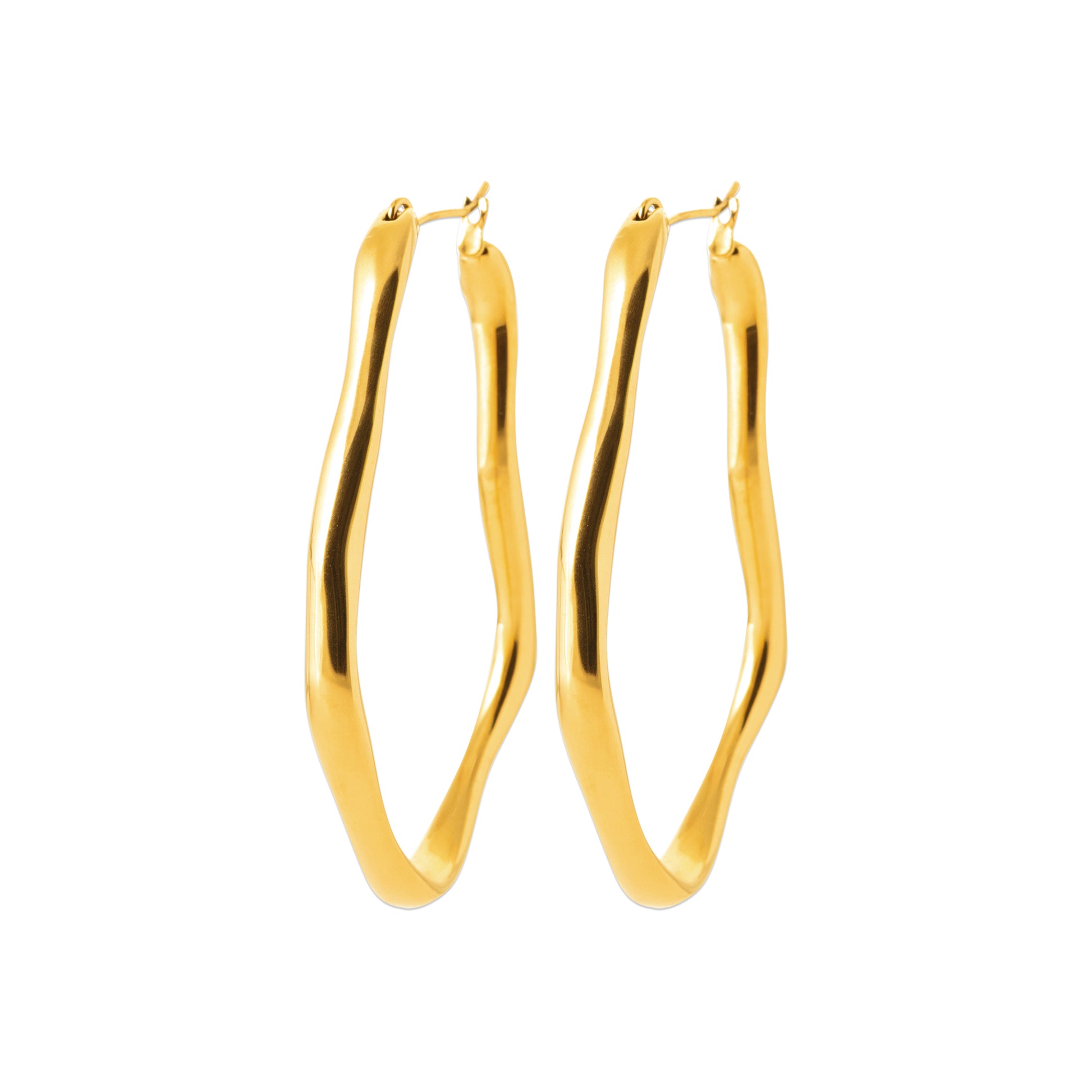 Gold-Tone Steel Organic Hoop Earrings