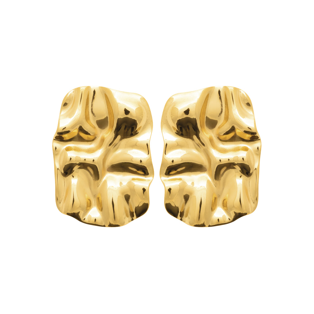 Gold-Tone Steel Floral Drop Earrings