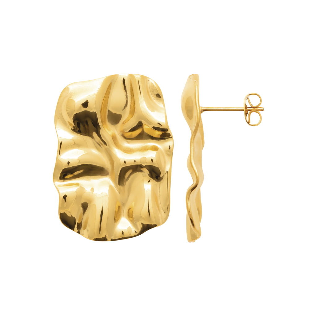 Gold earrings on a white background