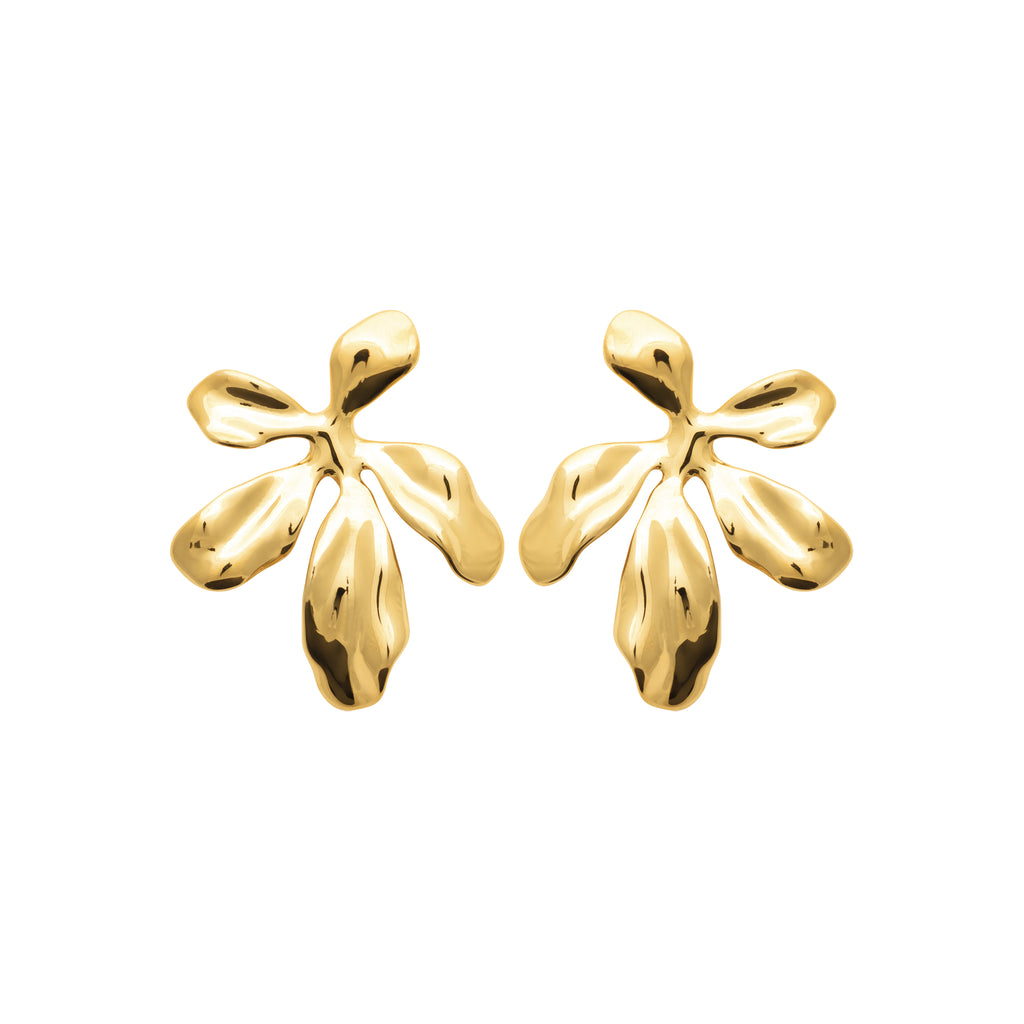 HNKO floral drop earrings in gold-tone stainless steel