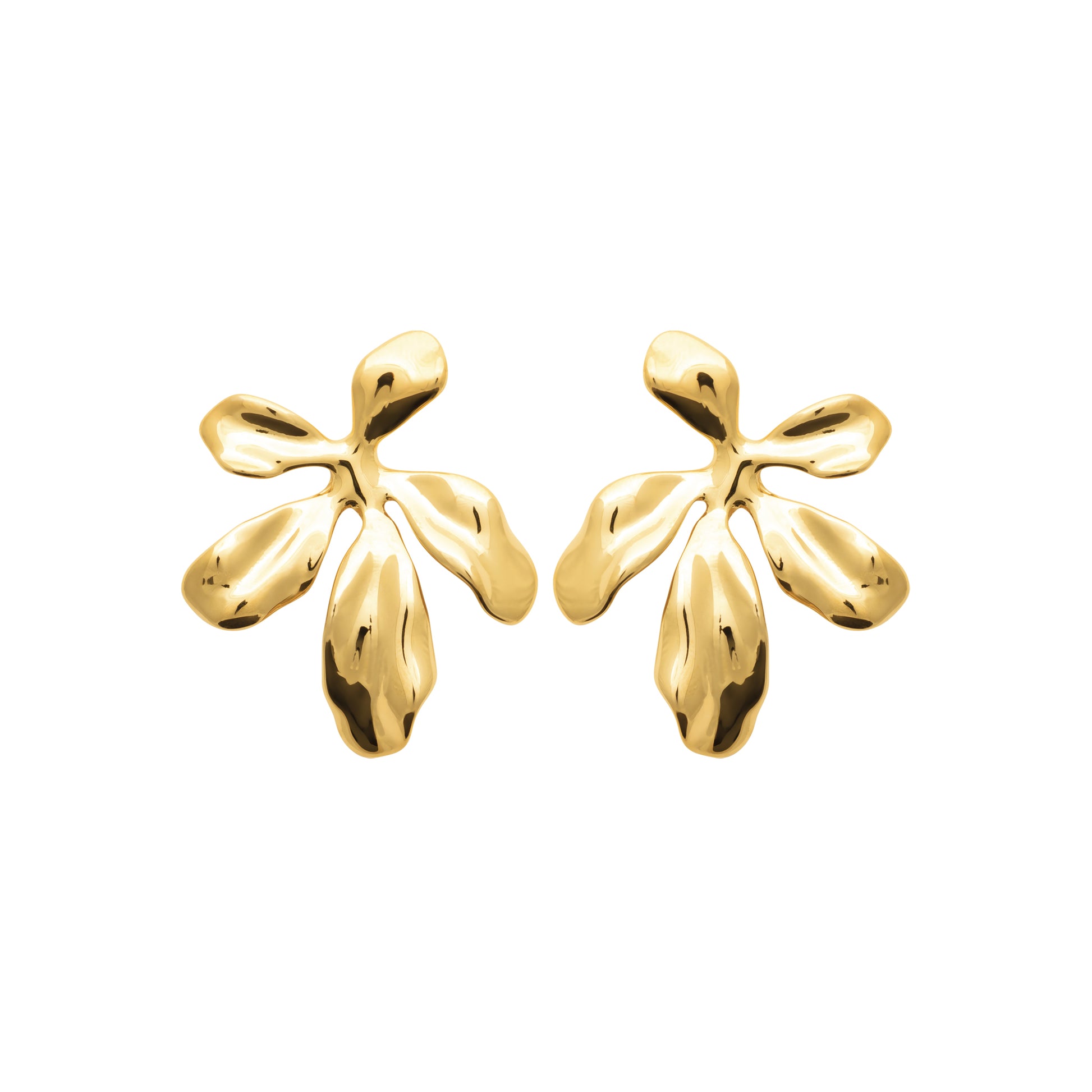 HNKO floral drop earrings in gold-tone stainless steel
