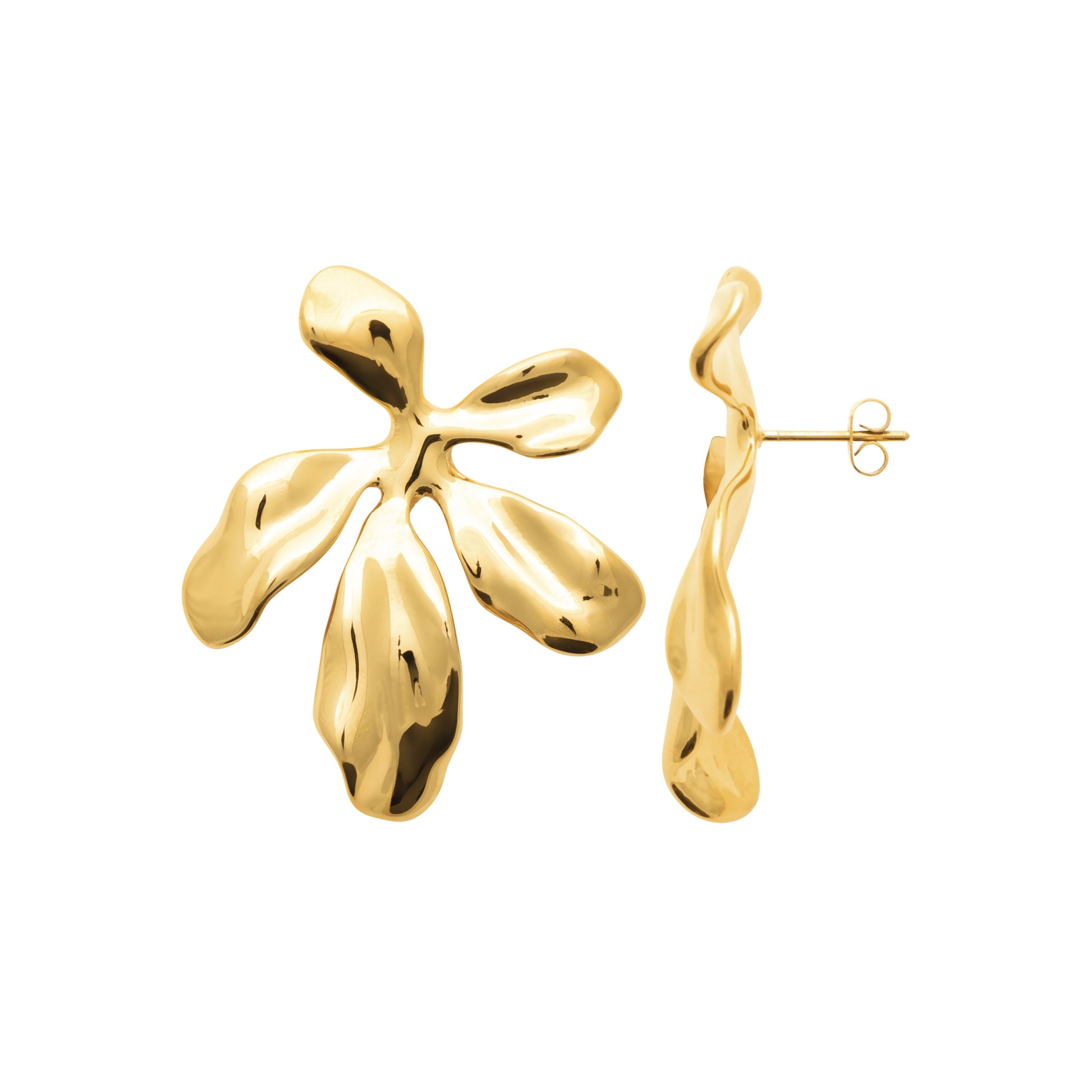 HNKO gold floral drop earrings