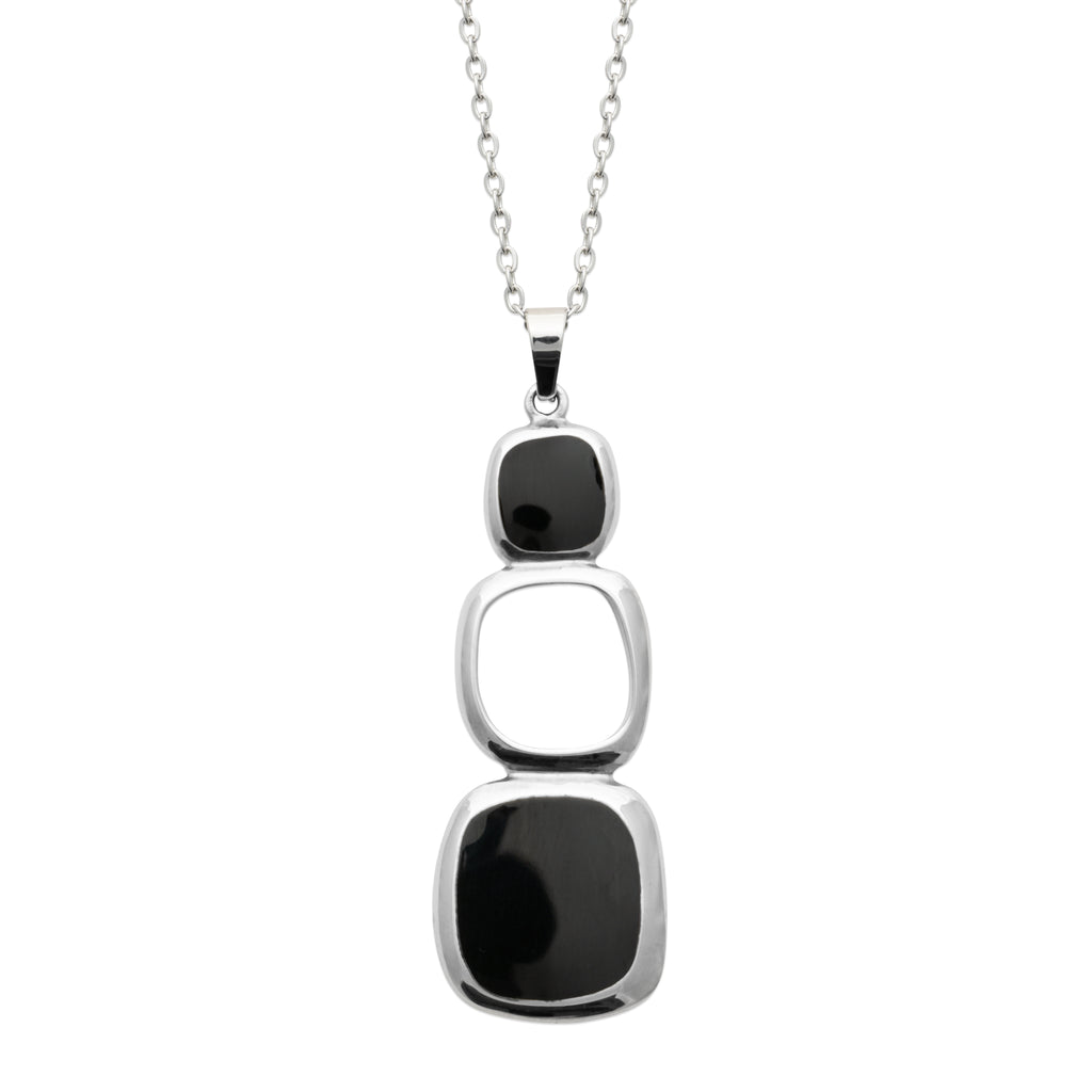 Link pendant necklace in polished stainless steel with sculptural geometric forms by HNKO