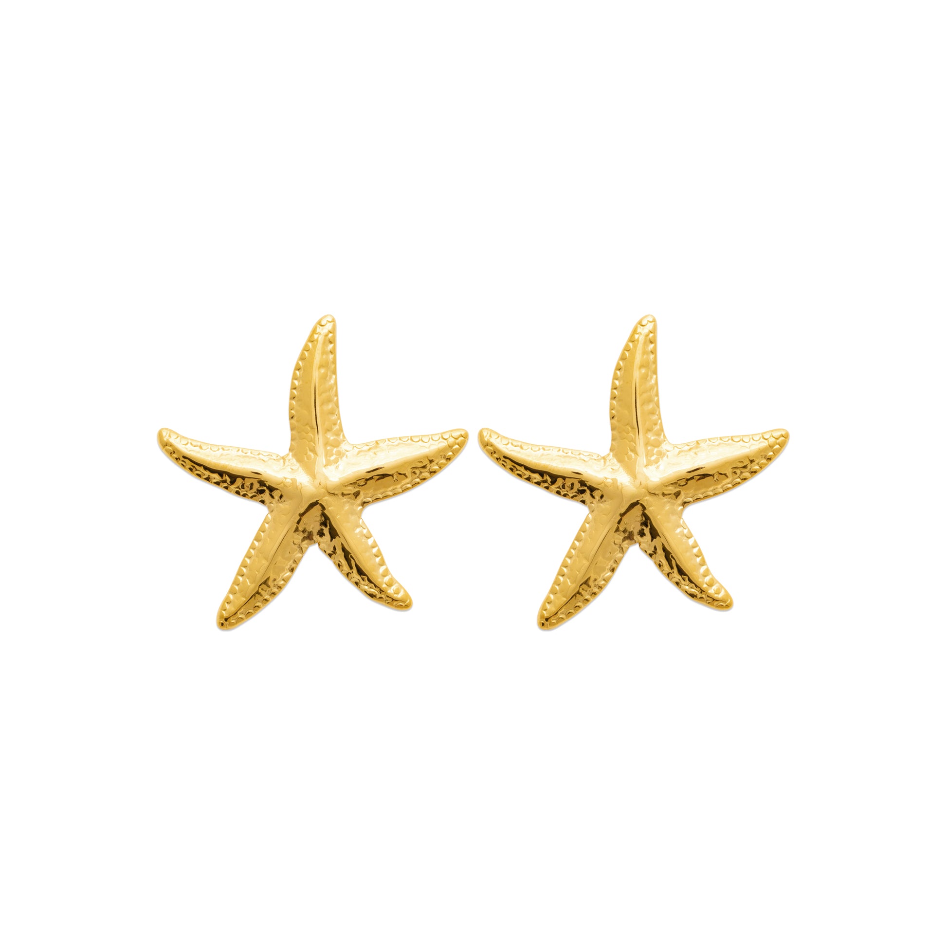 Gold-tone starfish stud earrings inspired by Nordic coastal life and the shores of Hanko, Finland by HNKO