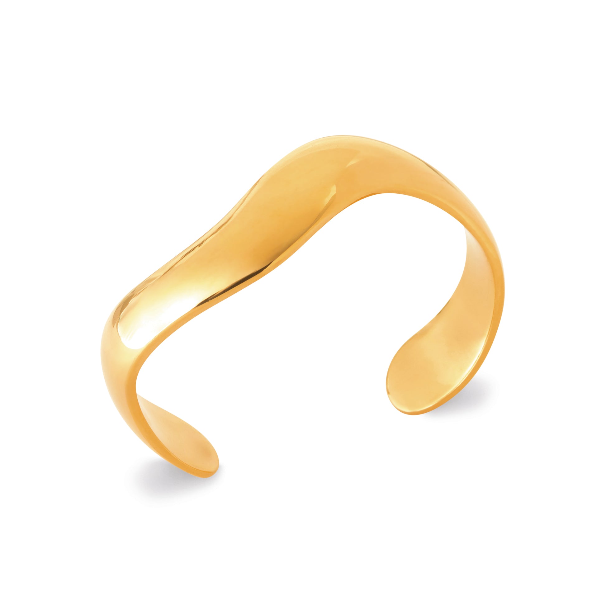 HNKO wave cuff bracelet in gold PVD stainless steel, minimalist Nordic design
